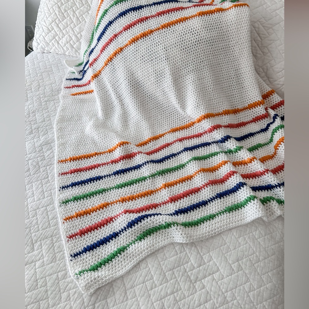 Soft Baby Blanket: Girl, Handmade Crochet, Bright Stripes